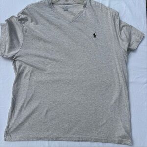 Polo Ralph Lauren Shirt Mens Extra Large Gray Beige Blend Classic Short Sleeve